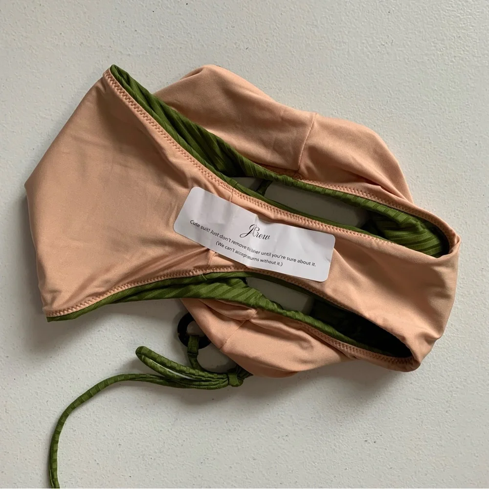 J Crew Size Small Wide-Rib High-Rise Bikini Bottom in Canteen Green NWT - Picture 5 of 12